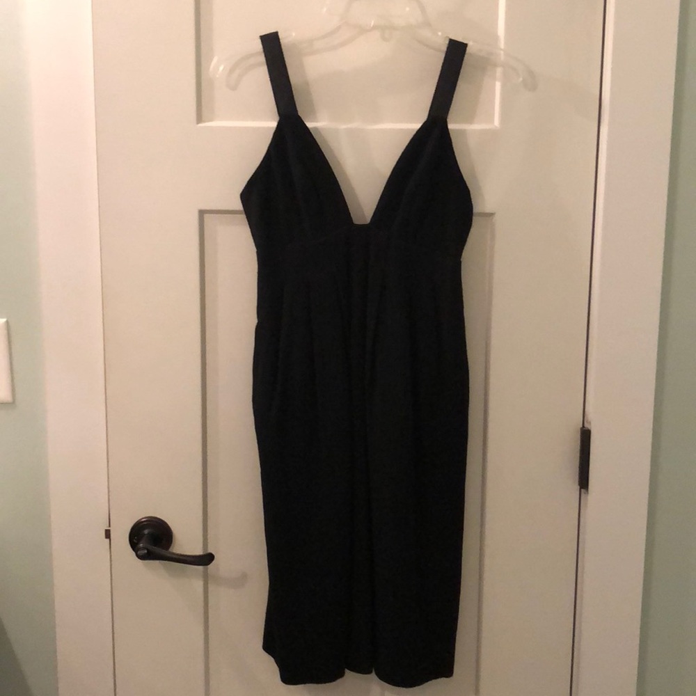 Cindy Lee Black dress with leather straps, size 0
